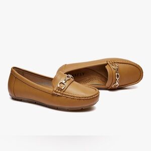 Work Casual Flats Shoes Lightweight Penny PU Leather Slip On Walking Shoes